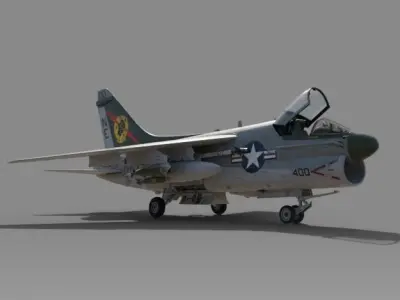  A7 CORSAIR II aircraft with weapons and shelter bonus Free 3D model