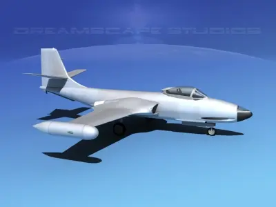 McDonnell F2H-2 Banshee Bare Metal 3D model