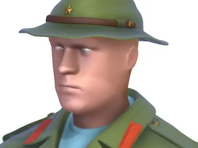 High Poly Subdivision Man Old USSR Soldier Low-poly 3D model