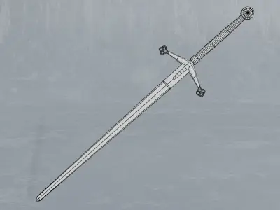 Rusted scottish claymore - two-handed sword - PBR 3D model Low-poly 3D model