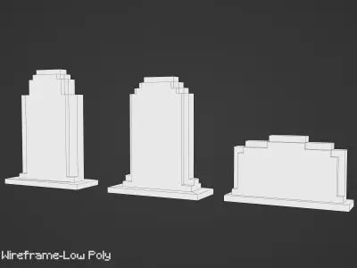 Voxel Tombstone Set 2  Low-poly 3D model