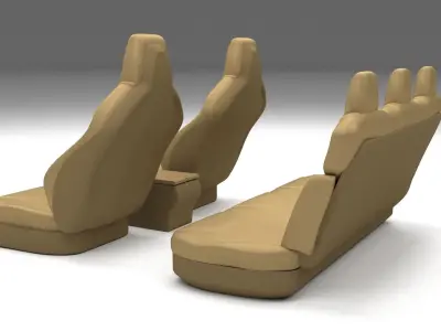 Tesla Model S Seats Cream Low-poly 3D model