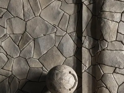 H83 Slate Stone - PBR - 4K - Seamless Low-poly 3D model
