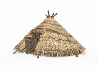 Medieval-style small thatched cottage 3D model