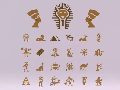 Egyptian Symbols - 010 Low-poly 3D model