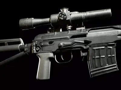 PBR - SVD Dragunov Paratrooper - Game-Ready 3D Asset Low-poly 3D model