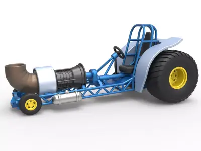 Mini Rod pulling tractor with jet engine 2 Scale 1 to 25 3D print model