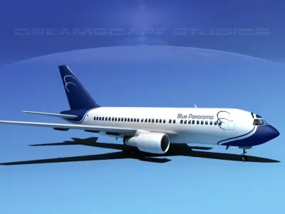 Boeing 767-100 Blue Panarama 3D model