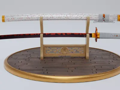 Kyojuro Rengoku Katana - Kimetsu no Yaiba Fanart Free 3D model