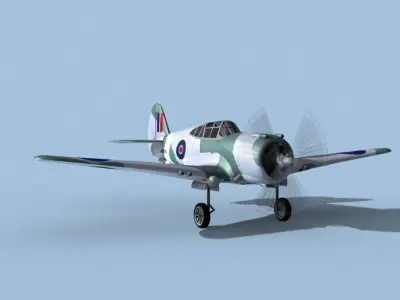 Curtiss H-75C Mohawk V21 RAF 3D model