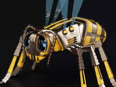 Robot wasp mechanical 3D model