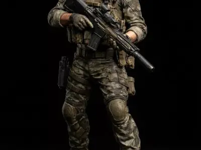 Special Forces Recon Operator STL Modern Military Miniature 3D print model