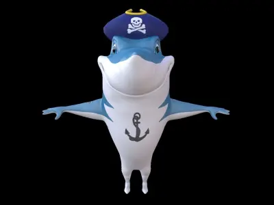 Asset - Cartoons - Animal - Shark 02 - Rig 3D model