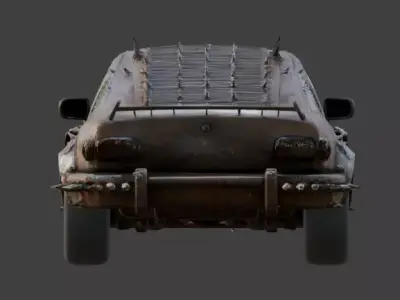 Post-Apocalyptic Spiked Combat Car 3D Model Low-poly 3D model