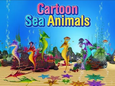 Cartoon Sea Animals Low-poly 3D model