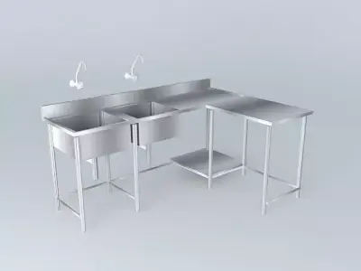 Kit224 Bancada Inox 2 Cubaspor Alex Marques Free 3D model