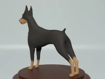 Cartoon Dog  Doberman Low-poly 3D model