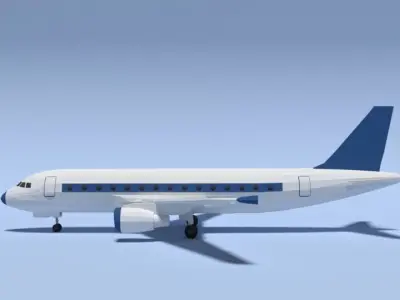 Low Poly Cartoon Airbus A320 Airplane Low-poly 3D model