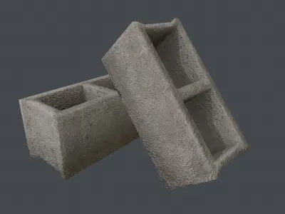 Concrete Block PBR Game Ready Low-poly 3D model