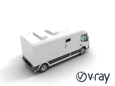 Mobile Catering Truck with Hydraulic Lift model pack Low-poly 3D model