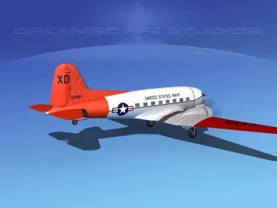 Douglas R-4D Dakota US Navy V3 3D model