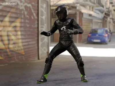 Bike Rider Wearing Protective Riderwear Rigged 3D model
