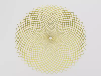 Fibonacci Phyllotaxis Spiral Disc - Gold Metal Low-poly 3D model