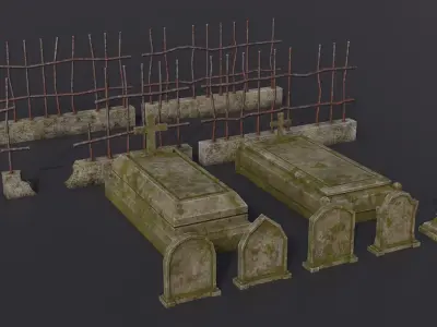 Graveyard kit Low-Poly 3d models Low-poly 3D model