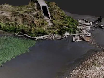 riverside bridge debris part PBR photogrammetry Low-poly 3D model