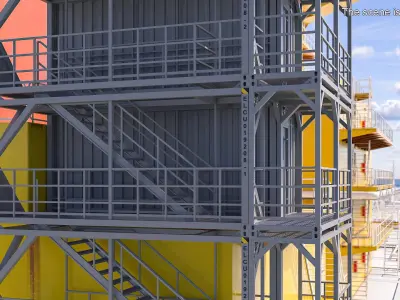 Combined Stair and Container Module Gray 3D model