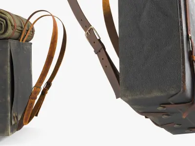 Used US Civil War Backpack with Blanket 3D model