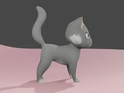 Toon cat Free low-poly 3D model