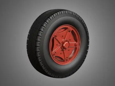 Trucks Tires and Dayton Style Rims with 5 Spoks 3D model