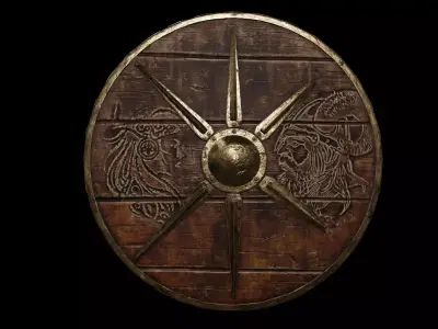 Ancient Norse shield of Jarla Viking Low-poly 3D model