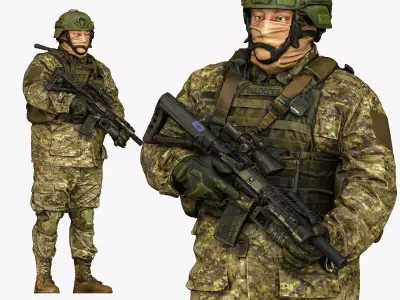modern soldier in camouflage honeybadger 001149 3D model