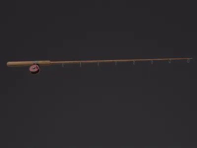 Old-fashioned fishing rod 3D Model Low-poly 3D model