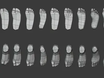 Foot basemesh pack Low-poly 3D model