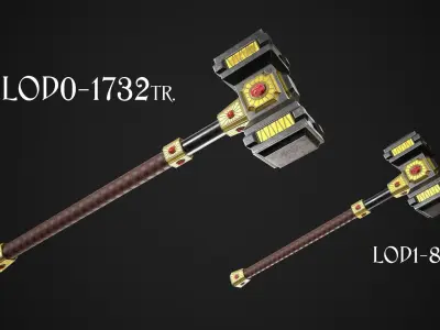 Fantasy Great Hammer 03 Low-poly 3D model