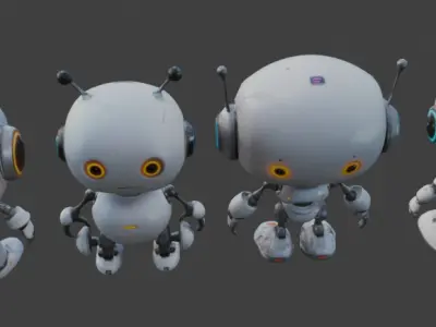 cute robots Low-poly 3D model purchase