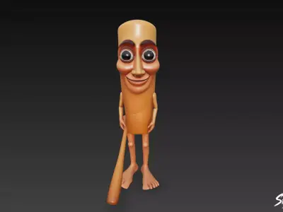 Tung Tung Tung Sahur - Italian Brainrot Low-poly 3D model