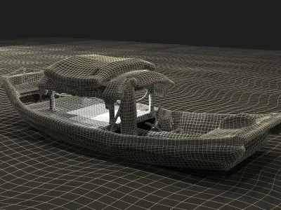  Chinese wooden boat  figure  Low-poly 3D model