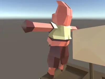 Pirate Pig humanoid pig in low poly flat style retro 3D model