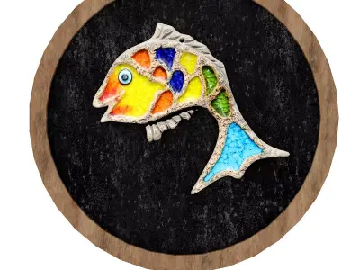 Fish relief table 02 Low-poly 3D model