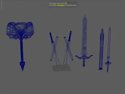 Sword and Hammer Item with PBR Textures Free low-poly 3D model