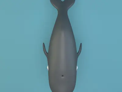 Cartoon Whale Low-poly 3D model