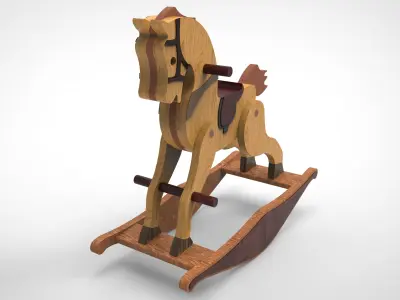 Rocking Horse Wooden Toy 3D model