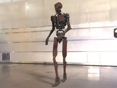 Animated fully rigged robot  3D model