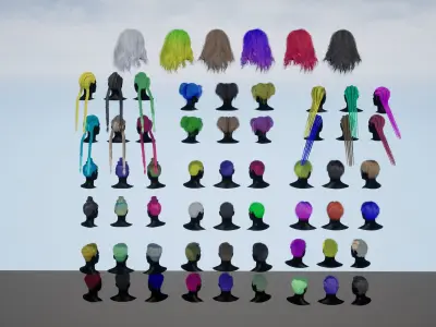  Pack real time hairstyles part 1 Low-poly 3D model