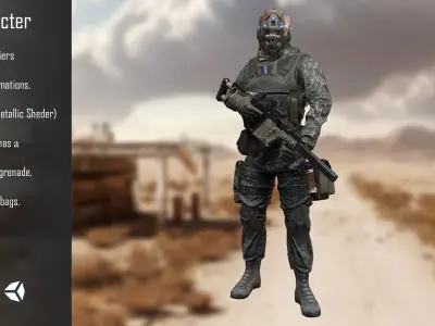 Character Soldier Low-poly 3D model