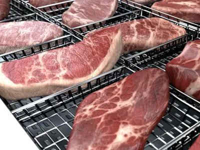 Meat commercial Display Refrigerator Low-poly 3D model